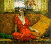 Wilson Irvine Lady in Red Spain oil painting artist